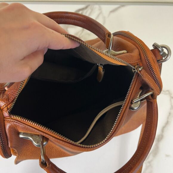 IVTG Brown Leather Satchel Medium Crossbody Studded Bag Purse - Picture 10 of 16